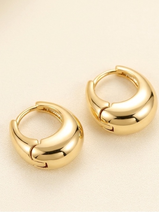 Jewelry - Classic Gold Huggie Hoop Earrings - Polished Gold Stainless Steel